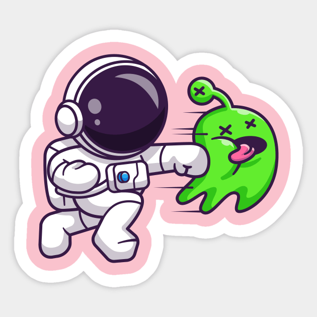 Cute Astronaut Smashing Allien Cartoon Sticker by Catalyst Labs